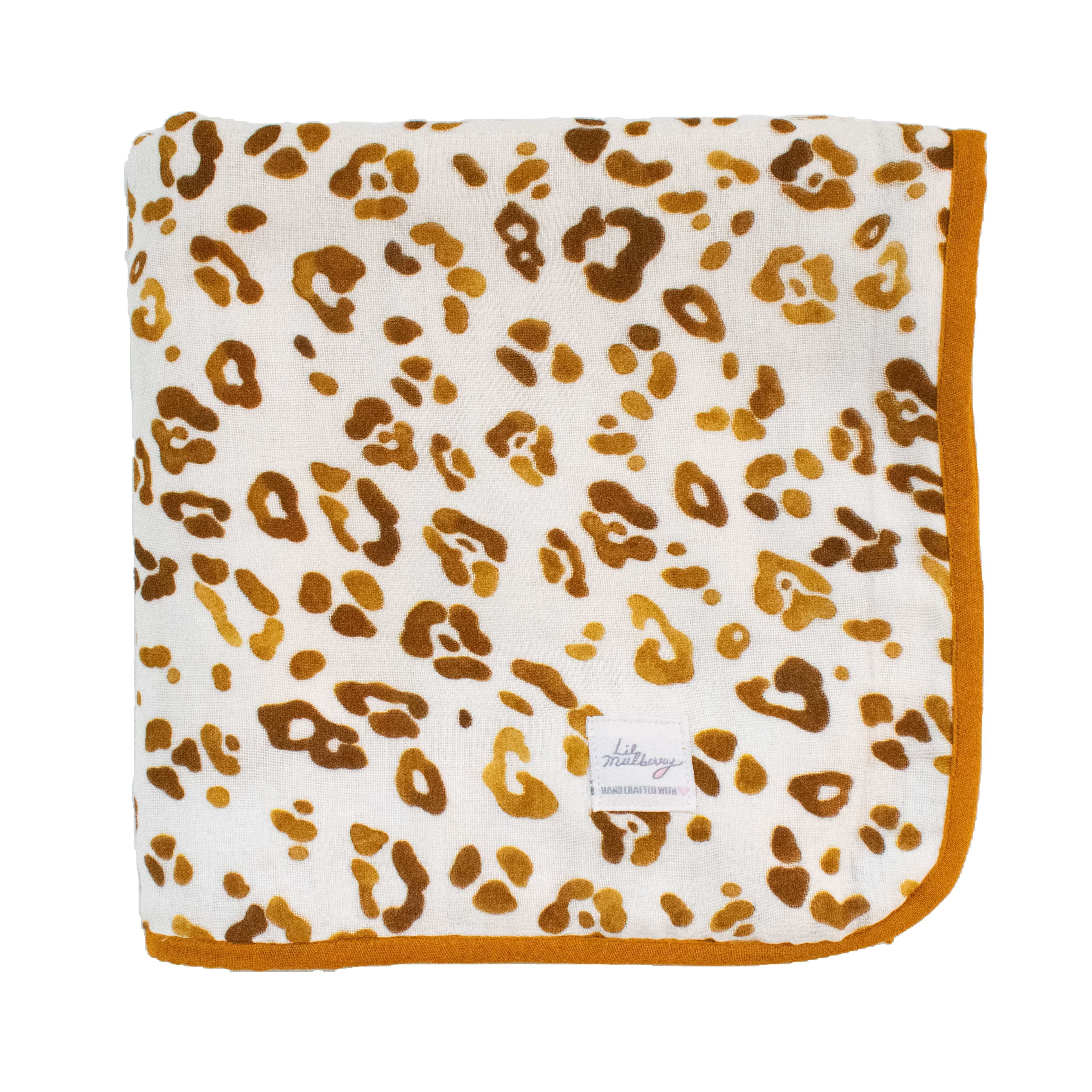 Golden Leopard Muslin Blanket 080